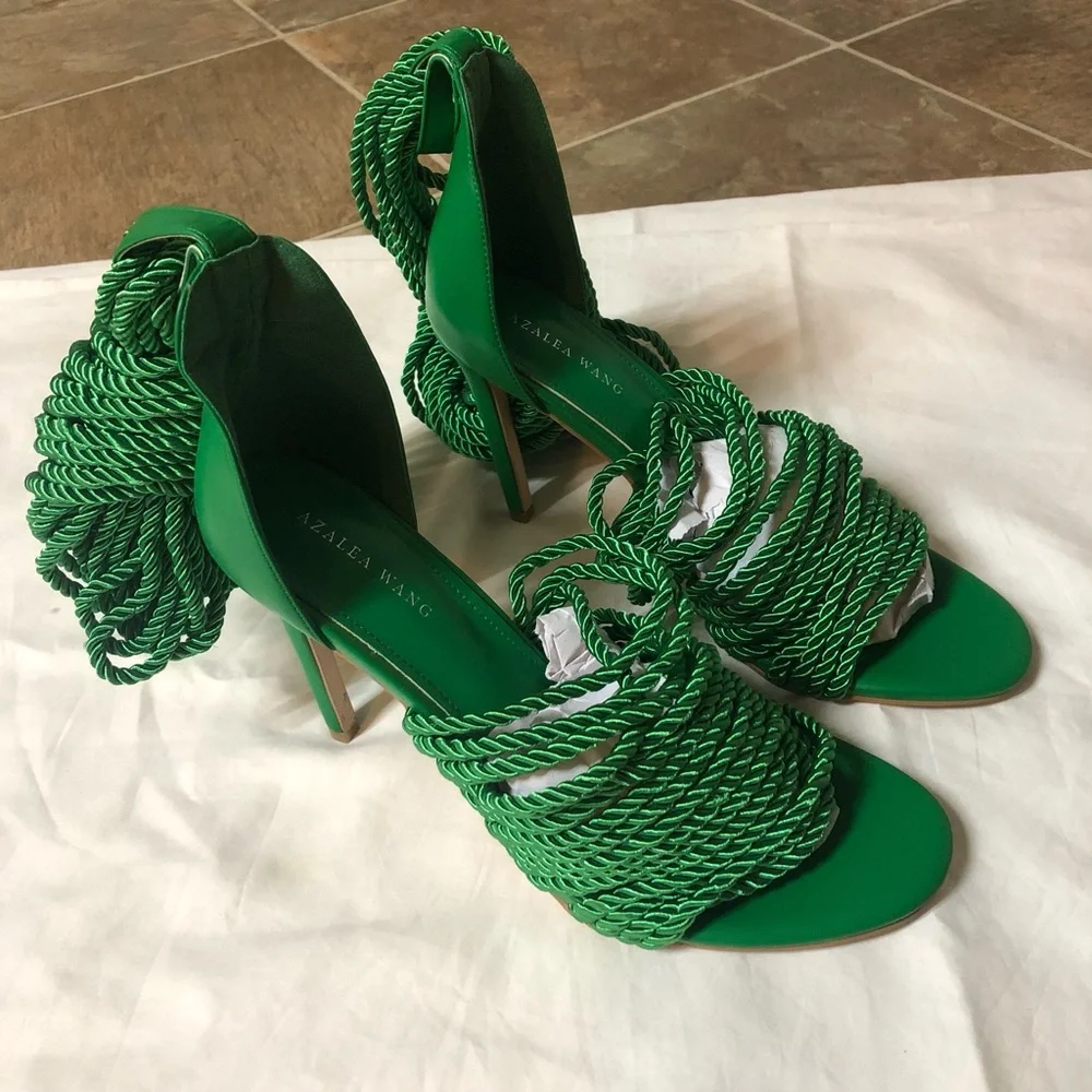 AZALEA WANG CHARLENE GREEN HIGH HEELS SIZE:8.5 - Picture 4 of 12